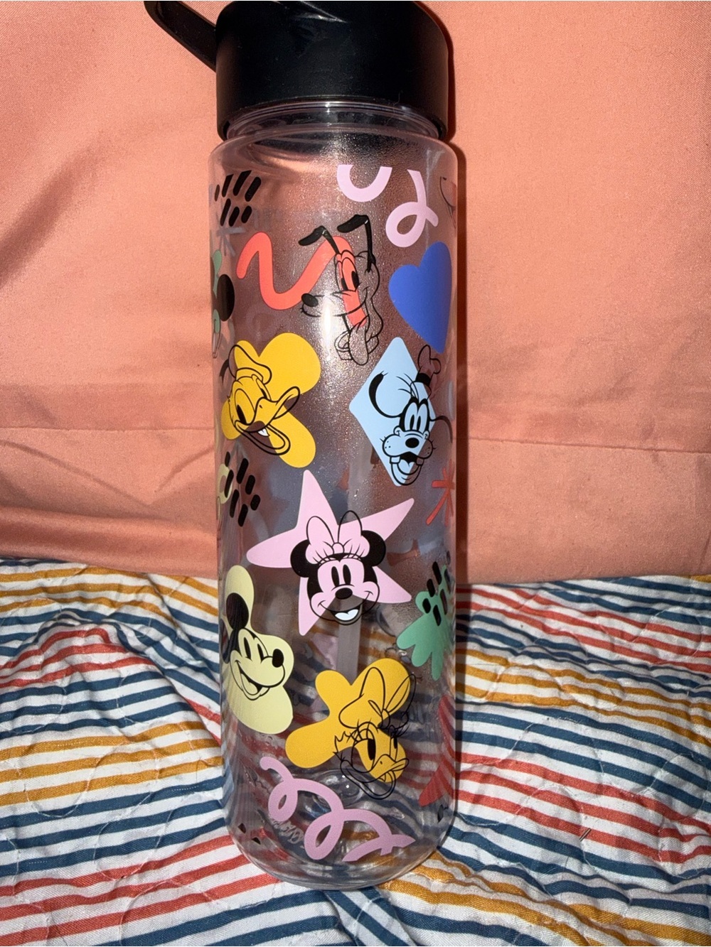 Disney Character Print Water Bottle - Pastel Multi